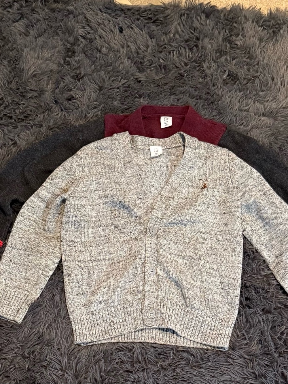 GAP Boys two-Pack Cardigans in Gray and Burgundy